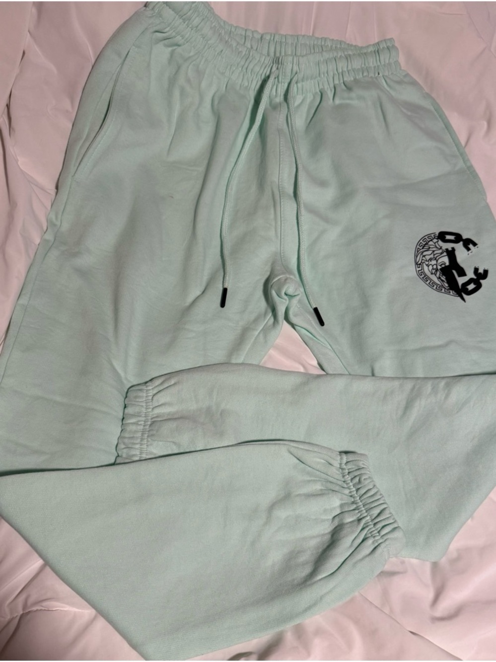 Crooks & Castles Mint Green Sweatpants with Logo Mens size small. E5